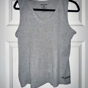 True Religion Men's Grey Ribbed Tank - Size L
